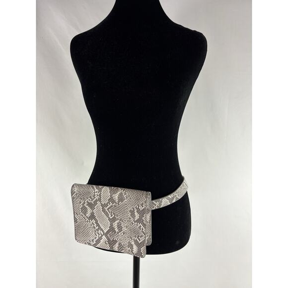 Calvin Klein Belt Bag Grey White Snakeprint Coated Leather Large Reptile - Picture 9 of 13